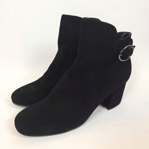 Easy Spirit Brandy Heeled Booties shoes chunky heels suede leather Size 9.5